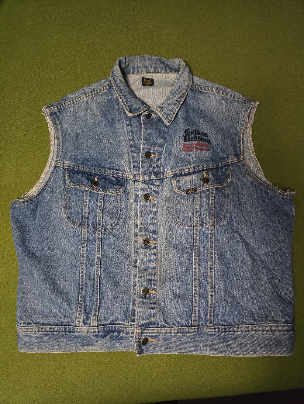 Vintage Lee Light Blue Denim Vest with Embroidered Logo